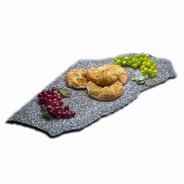 Cal-Mil 129-31 X-Stone Tray, 30"W X 18", Natural Shape, Simulated Stone, Black Ice