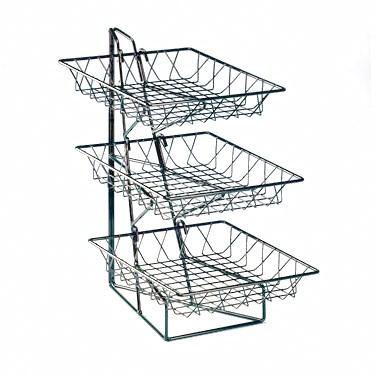 Cal-Mil 1293-3 3 Tier Display Rack with 12" Square Wire Baskets, Black Wire