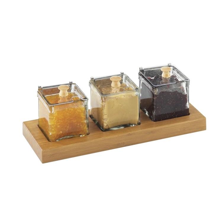 Cal-Mil 1338-60 Dipper Style Condiment Dispenser with (3) Jars, Bamboo