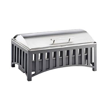 Cal-Mil 1368-13 Roll Top Chafer with Pan, 21.75 X 13.75 X 8.5", Bridge Style, Black
