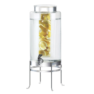 Cal-Mil 1580-3INF-74 3 Gallon Silver Soho Glass Beverage Dispenser with Infusion Chamber