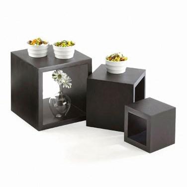 Cal-Mil 1915-96 Midnight Bamboo Cube Riser Set, 3-Piece, Sizes: 9" Square, 7" Square, and 5" Square