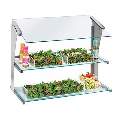 Cal-Mil 2028-4-55 Two Tier Steel / Glass Merchandiser Stand with Sneeze Guard - 49.5"W