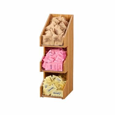 Cal-Mil 2053-60 Bamboo 3 Tier, 3 Bin Condiment Display with Clear Bin Face