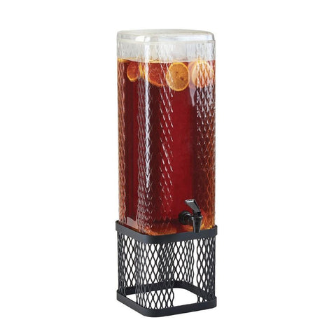 Cal-Mil 22001-3-13 3 Gallon Square Beverage Dispenser with Ice Chamber - Metal Base, Black