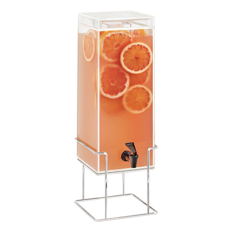 Cal-Mil 22002-3-49 3 Gallon Square Beverage Dispenser with Ice Chamber - Metal Base, Chrome