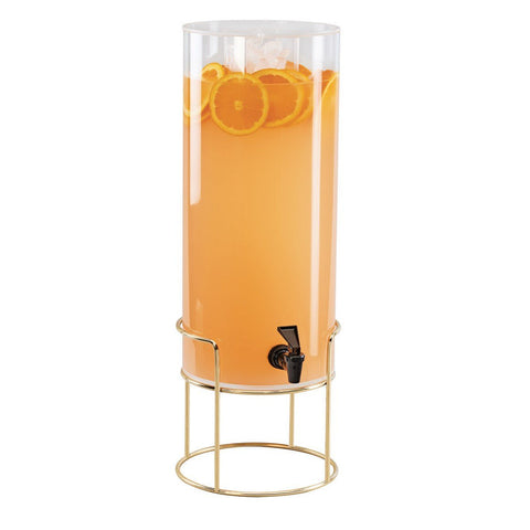 Cal-Mil 22005-3INF-46 3 Gallon Round Beverage Dispenser with Infusion Chamber - Metal Base, Brass