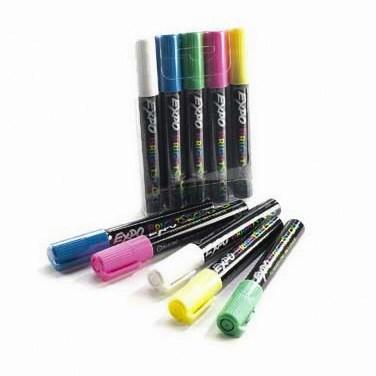Cal-Mil 240 5 Marker Pens For Write On Board, Blue, Yellow, Pink, Green & White