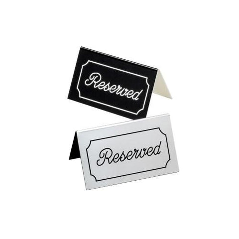 Cal-Mil 273-10 5" X 3" Silver/Black Double-Sided "Reserved" Tent Sign