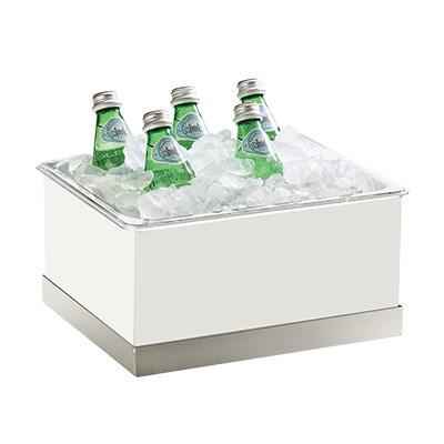 Cal-Mil 3005-10-55 Luxe Ice and Beverage Housing Display with Stainless Steel Trim and Clear Pan
