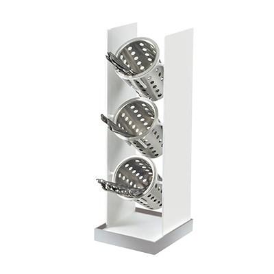 Cal-Mil 3010-55 Luxe White Metal 3-Cylinder Vertical Flatware / Condiment Display