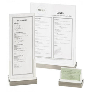 Cal-Mil 3016-811-55 Tabletop Menu Card Holder - 9" X 12", Stainless