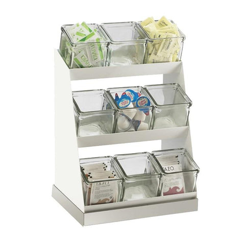 Cal-Mil 3018-55-12 Condiment Organizer with (9) Bins, Clear Glass Jars