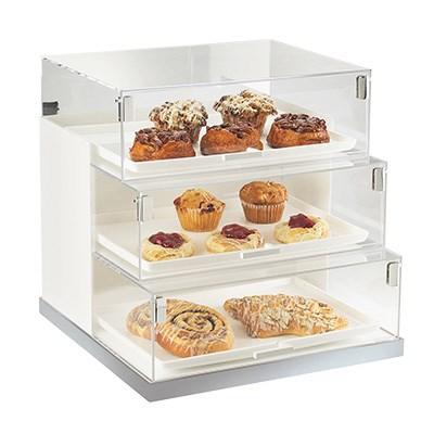 Cal-Mil 3020-55 3 Tier Luxe Step Display Case - White, Stainless Steel