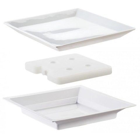 Cal-Mil 3063 11" Square Cold Plate Set - Porcelain, White