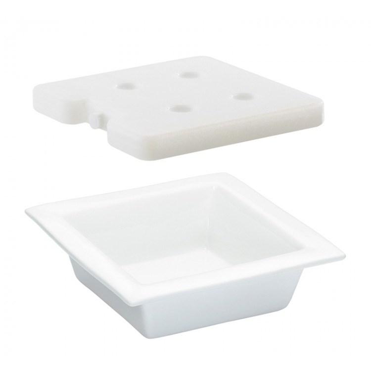 Cal-Mil 3064 10" Square Cold Bowl Set with Cold Pack - Porcelain, White