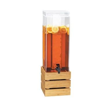 Cal-Mil 3301-3-60 3 Gallon Square Beverage Dispenser - Lid, Spigot, Acrylic, Bamboo