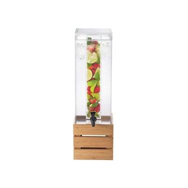 Cal-Mil 3301-3INF-60 3 Gallon Square Beverage Infusion Dispenser - Lid, Spigot, Acrylic, Bamboo