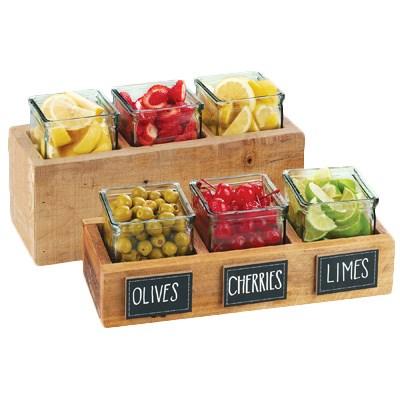 Cal-Mil 3406-6 Vintage 6" Wooden Box Display with 3 Glass Jars