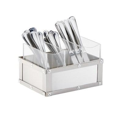Cal-Mil 3408-55 Urban Stainless Steel 3-Compartment Flatware Organizer