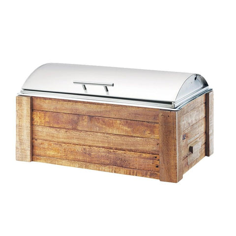 Cal-Mil 3429-99 Madera 22"W Reclaimed Wood Chafer with Lid and Handles