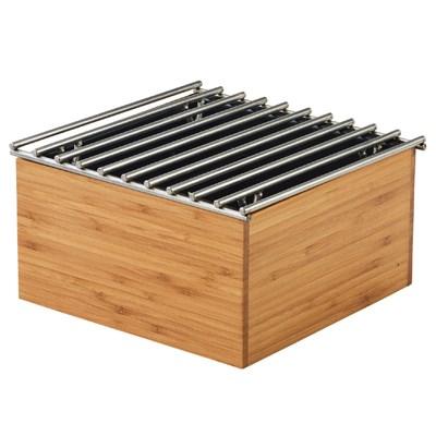 Cal-Mil 3440-60 9.75" Square Chafer Alternative with Wire Grill- 5.5"H, Bamboo