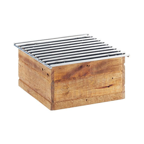 Cal-Mil 3440-99 10" Square Madera Chafer Alternative with Wire Grill - 5.5"H, Reclaimed Wood