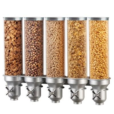 Cal-Mil 3520-5-39 Wall-Mount Cereal Dispenser with (5) 4.5 Liter Containers, Platinum