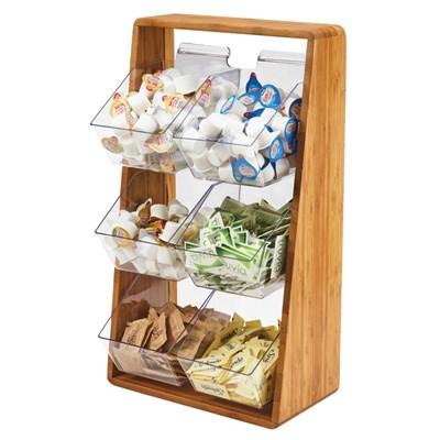 Cal-Mil 3569-6-60 Bamboo Condiment Holder with Removable Plastic Compartments