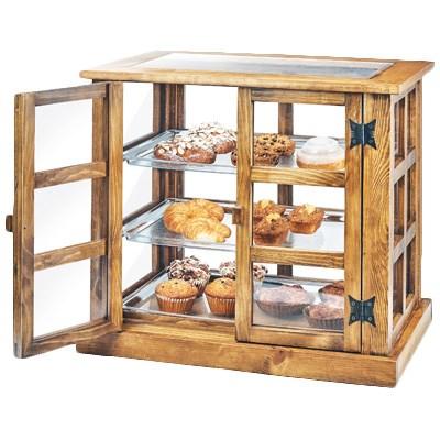 Cal-Mil 3621-99 3 Tier Pastry Display Case with Hinged Doors - Reclaimed Wood/Acrylic