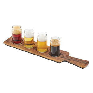 Cal-Mil 3625-47M Beer Flight Board with (4) Cut-Outs - 18" X 4", Melamine, Hickory
