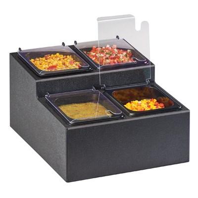 Cal-Mil 3687-13 Dipper Style Condiment Dispenser with (4) Compartments, ABS Plastic, Black