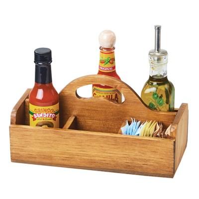 Cal-Mil 3691-99 Wooden Condiment Caddy with (6) Compartments, Natural
