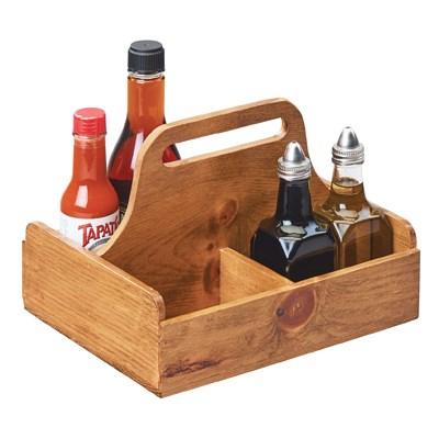 Cal-Mil 3692-99 Wooden Condiment Caddy with (4) Compartments, Natural