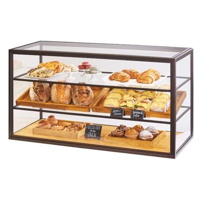 Cal-Mil 3695-84 3 Tier Full-Service Pastry Display Case with Sliding Doors - Bronze Frame, Acrylic