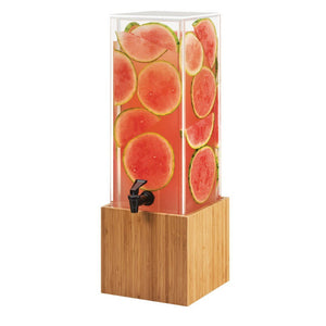 Cal-Mil 3697-3-60 3 Gallon Square Beverage Dispenser with Decorative Infusion Walls - Bamboo Base