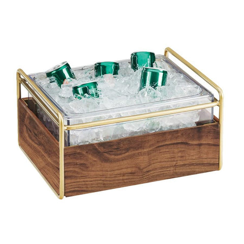 Cal-Mil 3702-10-46 Mid-Century Ice Housing with Clear Pan, Wood/Brass