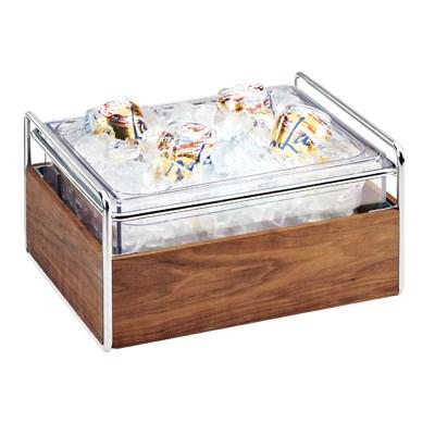 Cal-Mil 3702-10-49 Mid-Century Ice Housing with Clear Pan, Wood/Chrome