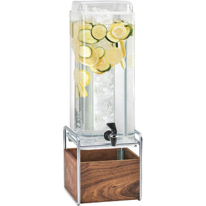 Cal-Mil 3703-3INF-49 3 Gallon Beverage Dispenser with Infusion Chamber - Plastic with Walnut & Chrome Base