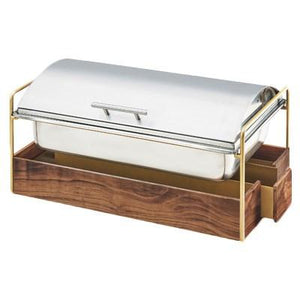 Cal-Mil 3705-46 Mid-Century Full Size Chafer with Walnut and Brass Frame