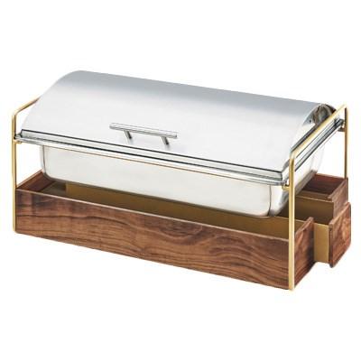 Cal-Mil 3705-46 Mid-Century Full Size Chafer with Walnut and Brass Frame
