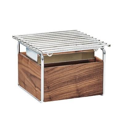 Cal-Mil 3711-49 Mid-Century Chafer Alternative with Wind Guard and Walnut and Chrome Frame
