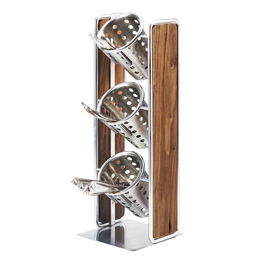 Cal-Mil 3715-49 Mid-Century 3-Cylinder Condiment Display with Chrome Accents