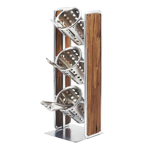 Cal-Mil 3715-49 Mid-Century 3-Cylinder Condiment Display with Chrome Accents