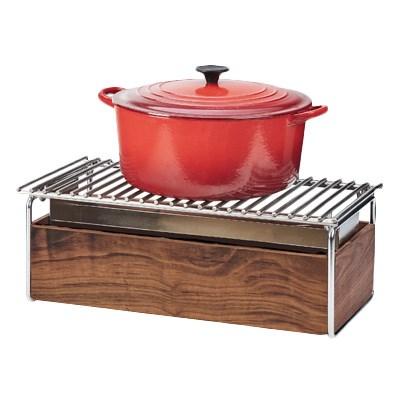 Cal-Mil 3722-49 Mid-Century Chafer Grill with Fuel Holder", Walnut/Chrome