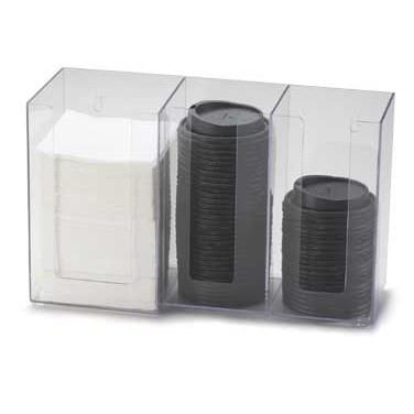 Cal-Mil 375-12 3 Section Clear Cup / Lid / Napkin Organizer, ABS-Plastic