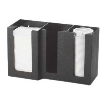 Cal-Mil 375-13 3 Section Black Cup / Lid / Napkin Organizer, ABS-Plastic