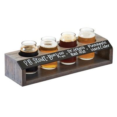 Cal-Mil 3824 4 Section Beer Taster Flight - Oak Wood, Ash Gray
