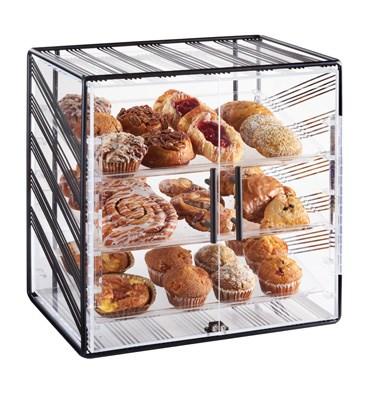 Cal-Mil 4112-13 Portland 3 Tier Full Servive Pastry Display Case with Acrylic Windows, Wire, Black