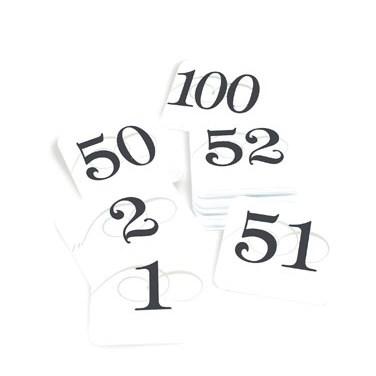 Cal-Mil 671-1 Tabletop Number Cards - #1 50, 3.75" X 4", White/Black